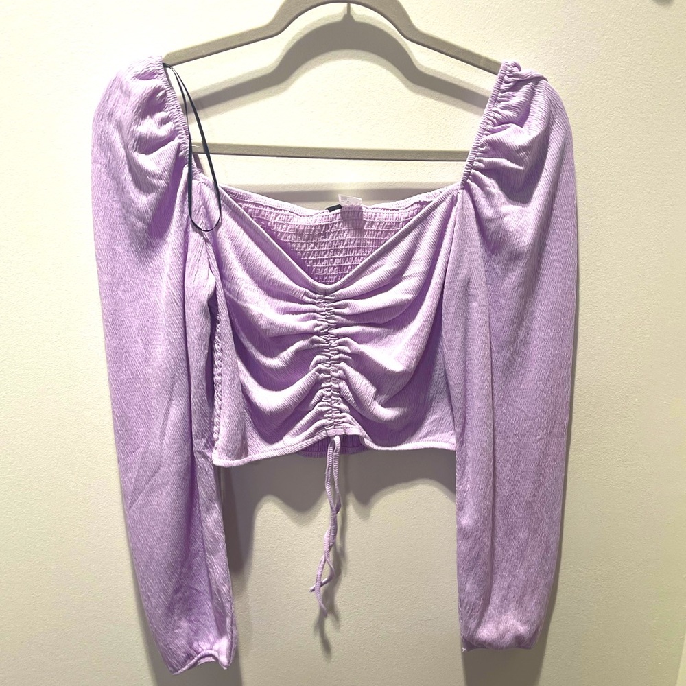 SMOCKED PUFF SLEEVE TOP